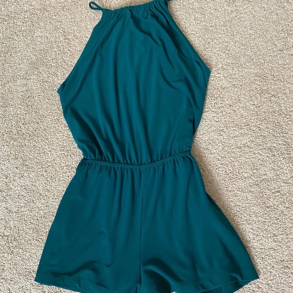 Teal high neck romper